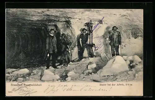 AK Stassfurt-Leopoldshall, Salzbergwerk, Hauer bei der Arbeit