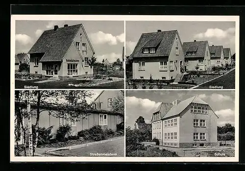 AK Berenbostel /Hann., Siedlung, Kolonialwaren, Strassenmeisterei, Schule