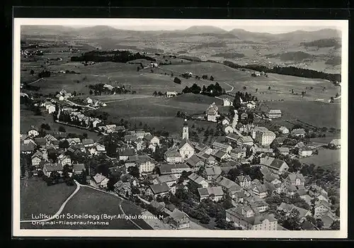 AK Scheidegg /Bayr. Allg., Ortsansicht vom Flugzeug aus