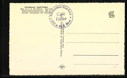 AK Hahnenklee /Oberharz, Conditorei-Café Fricke, Innenansicht, Bes. H. u. H. W. Müller