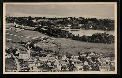 AK Seehausen b. Murnau, Ortsansicht mit Krankenanstalt St. Uli vom Flugzeug aus