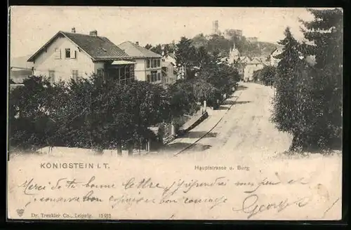 AK Königstein i. T., Hauptstrasse u. Burg