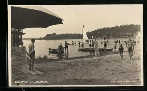 AK Pichelswerder /Berlin, Badestrand am Stössensee