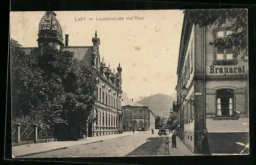 AK Lahr i. B., Louisenstrasse mit Postamt