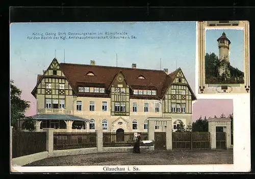 AK Glauchau i. Sa., Genesungsheim König Georg Stift, Turm