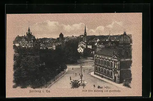 AK Freiberg i. Sa., Blick über Postplatz und Hornstrasse