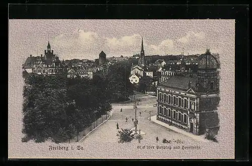 AK Freiberg i. Sa., Blick über Postplatz und Hornstrasse
