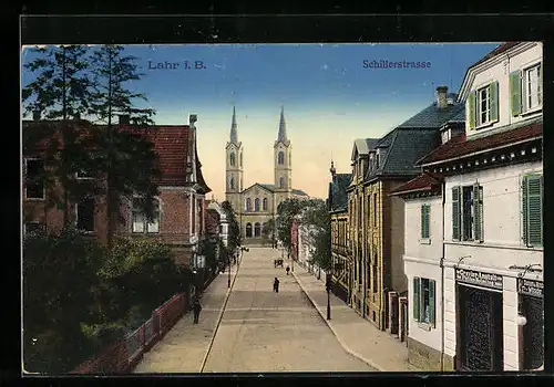 AK Lahr i. B., Blick in die Schillerstrasse