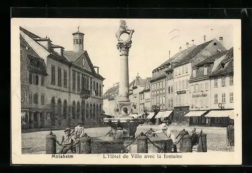 AK Molsheim, L`Hôtel de Ville avec la fontaine