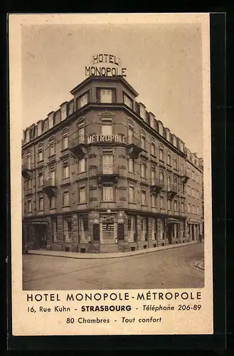 AK Strasbourg, Hotel Monopole-Métropole, 16 Rue Kuhn