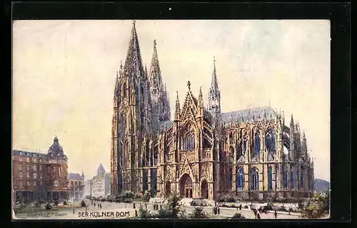 Künstler-AK Charles F. Flower: Köln, Dom mit Umgebung