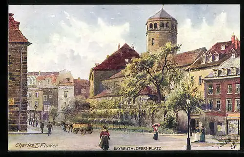 Künstler-AK Charles F. Flower: Bayreuth, Partie am Opernplatz