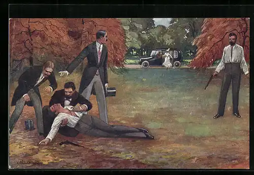 Künstler-AK sign. V. Hübschmann: Zu spät