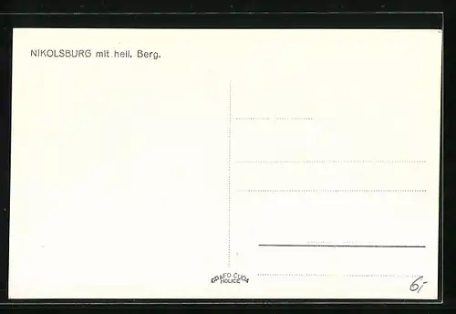 AK Nikolsburg, Ortspartie mit heil. Berg