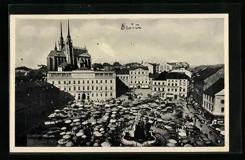 AK Brünn, Krautmarkt am Markttag