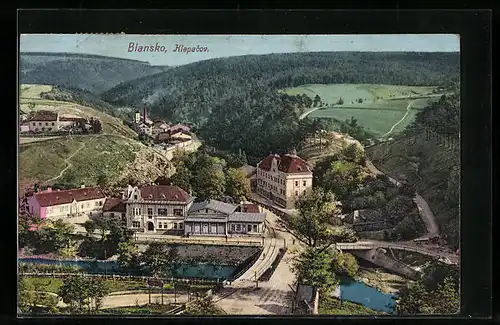 AK Blansko, Klepacov, Ortsansicht aus der Vogelschau