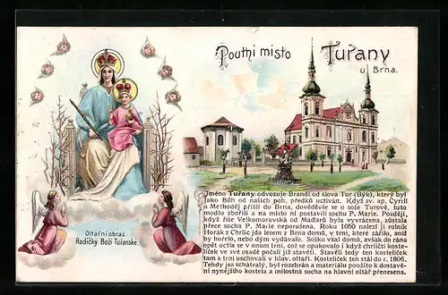 Künstler-AK Turany u Brna, Poutni misto, Oltarniobraz Rodicky Bozi Turanske