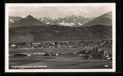 AK Klagenfurt, Flughafen Klagenfurt mit Blick auf die Stadt und Koschutta