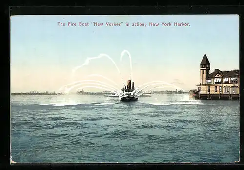 AK New York, The Fire Boat New Yorker in action