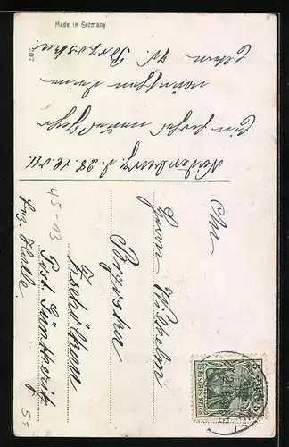 Künstler-AK Prosit Neujahr!, Paar beim Schlittschuhlaufen