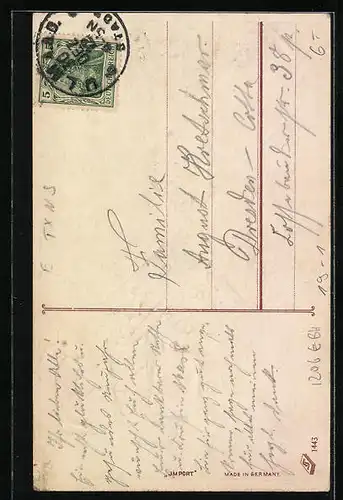 AK Windmühle aus Blumen und Geldscheinen füllt Goldmünze in Geldsäcke