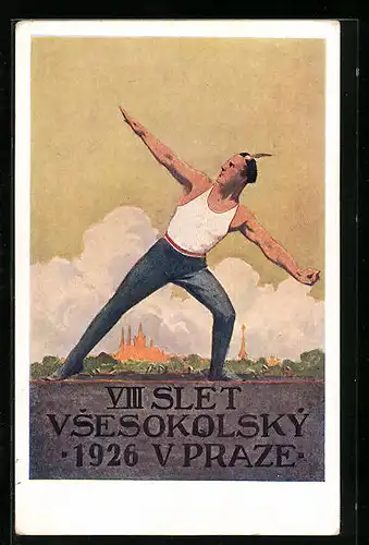 Künstler-AK Praze, VIII. Slet Vsesokolský, Sokol 1926