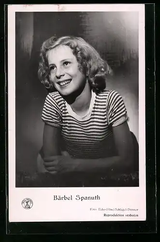 AK Schauspielerin Bärbel Spanuth als junges Mädchen im gestreiften Shirt