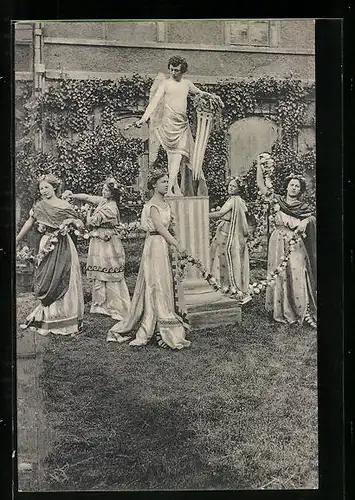 AK Meissen, 200jährige Jubiläumsfeier der Porzellan-Manufaktur 1910, Römische Göttergruppe Janus und die Horen