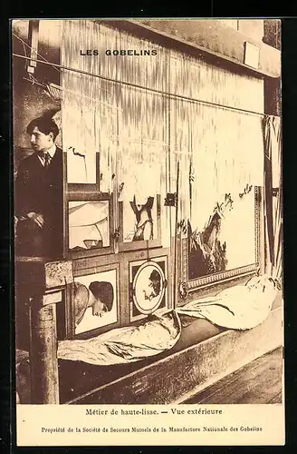 AK Les Gobelins, Herstellung von Wandteppichen