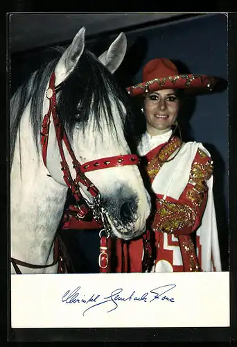 AK Christel Sembach-Krone mit einem ihrer Lieblingsschulpferde im Zirkus Krone