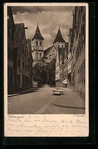 AK Ellwangen, Strassenpartie aus der Ortschaft