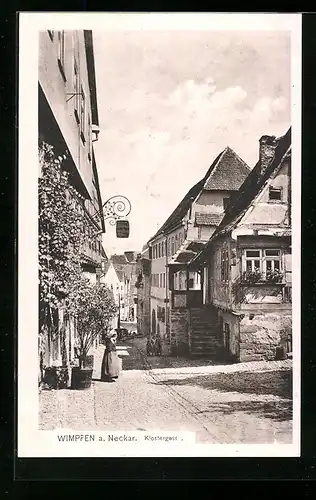 AK Wimpfen a. Neckar, Blick in die schmale Klostergasse