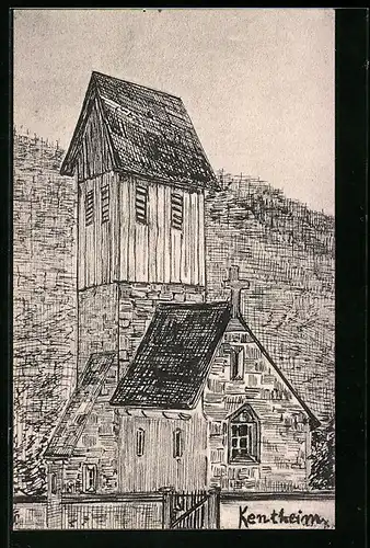 Künstler-AK Kentheim, Die Kirche der Ortschaft