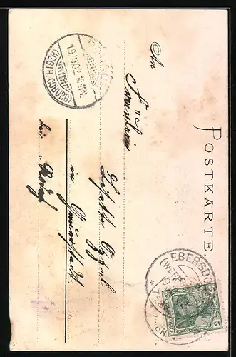 Lithographie Coburg, Marktplatz und Regierungsgebäude