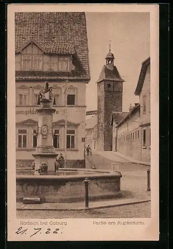 AK Rodach b. Coburg, Partie am Kupferturm