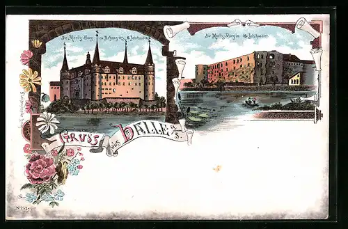 Lithographie Halle a. S., Moritz-Burg zu Anfang des 17. Jahrhunderts, Die Moritz-Burg im 19. Jahrhundert