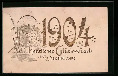 AK Jahreszahl 1904, Uferpartie