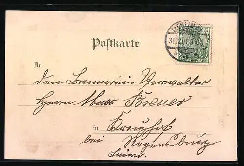 AK Jahreszahl 1902 mit floralen Elementen