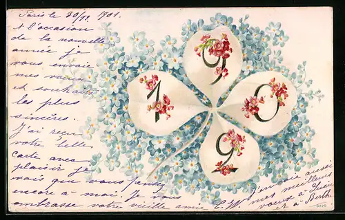 AK Jahreszahl 1902 mit Vergissmeinnicht
