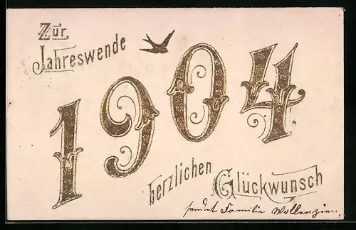 AK Jahreszahl 1904 mit Schwalbe