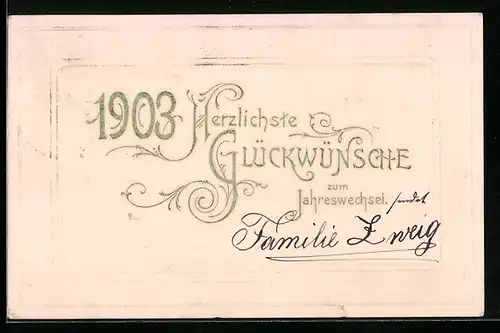 AK Jahreszahl 1903, Glückwünsche zum Jahreswechsel