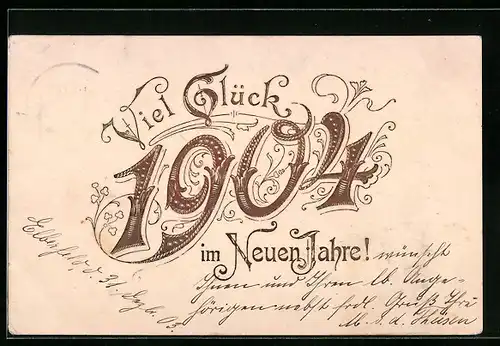 AK Jahreszahl 1904, Viel Glück im neuen Jahre