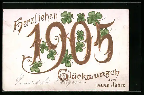 AK Jahreszahl 1905 mit Kleeblättern