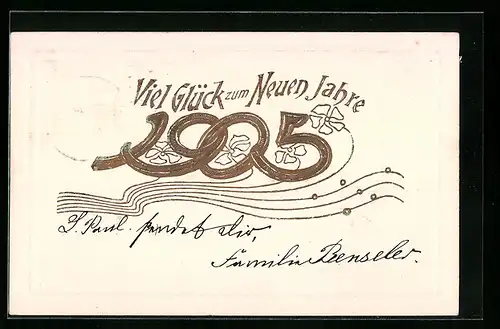 AK Jahreszahl 1905 mit Kleeblättern
