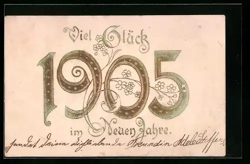 AK Jahreszahl 1905 mit Blüten
