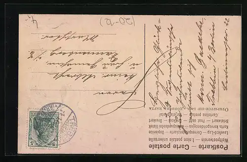 AK Jahreszahl 1908 mit Kleeblättern zu Neujahr