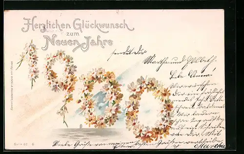 AK Jahreszahl 1900 aus Blumen