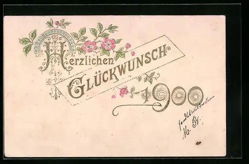 AK Jahreszahl 1900 mit Wildrosen