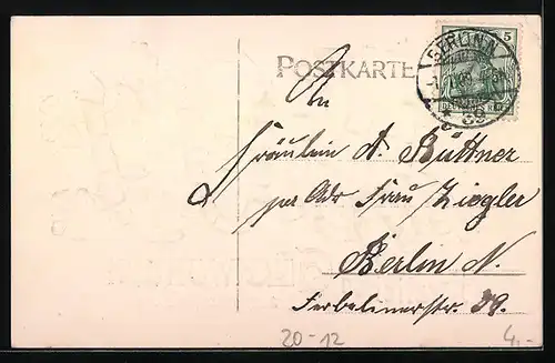 AK Goldene Jahreszahl 1909 mit Hufeisen und Klee