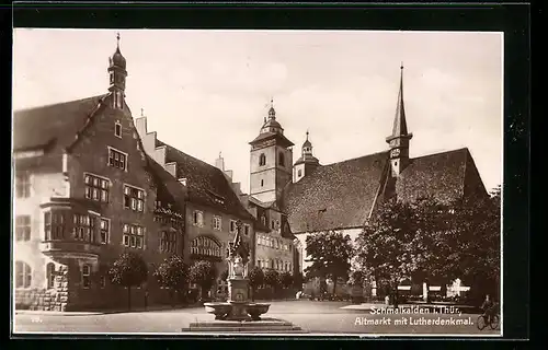 AK Schmalkalden i. Thür., Altmarkt mit Lutherdenkmal